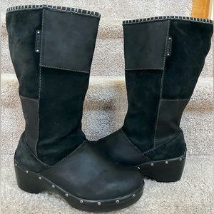 CROCS Cobbler Suede Leather Patchwork Studded Tall Boots Size 10.